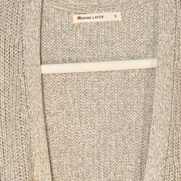 Marine Layer Open Knit Cardigan Sweater – Marled Linen Cotton Blend, Size S - Picture 2 of 6